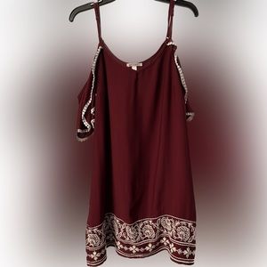 Deep burgundy dress size small looks flattering